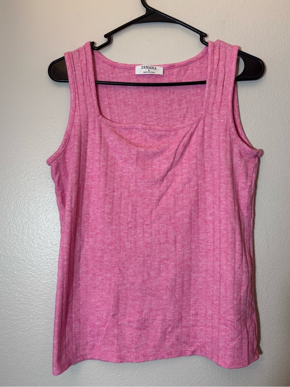 Zenana Outfitters Pink Ribbed Scoop Neck Tank Top